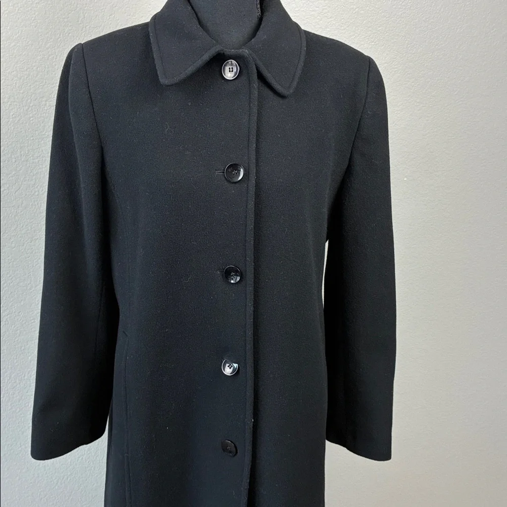 Preston & York Wool Maxi Coat Black 4 Button Collar Pockets Overcoat Classic 12 - Picture 4 of 9
